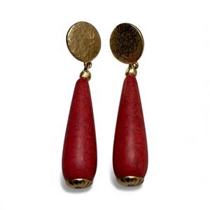 Elegant Gold and Red Drop Earrings